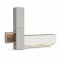 TV Möbel Set LED Betonoptik Grau Weiß Holzoptik MDF 2-teilig Lowboard Wandboard 180 cm