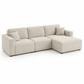 Ecksofa Polstersofa 280 x 160 x 85 cm mit Recamiere rechts Stoff Beige Holzfüße rechteckig
