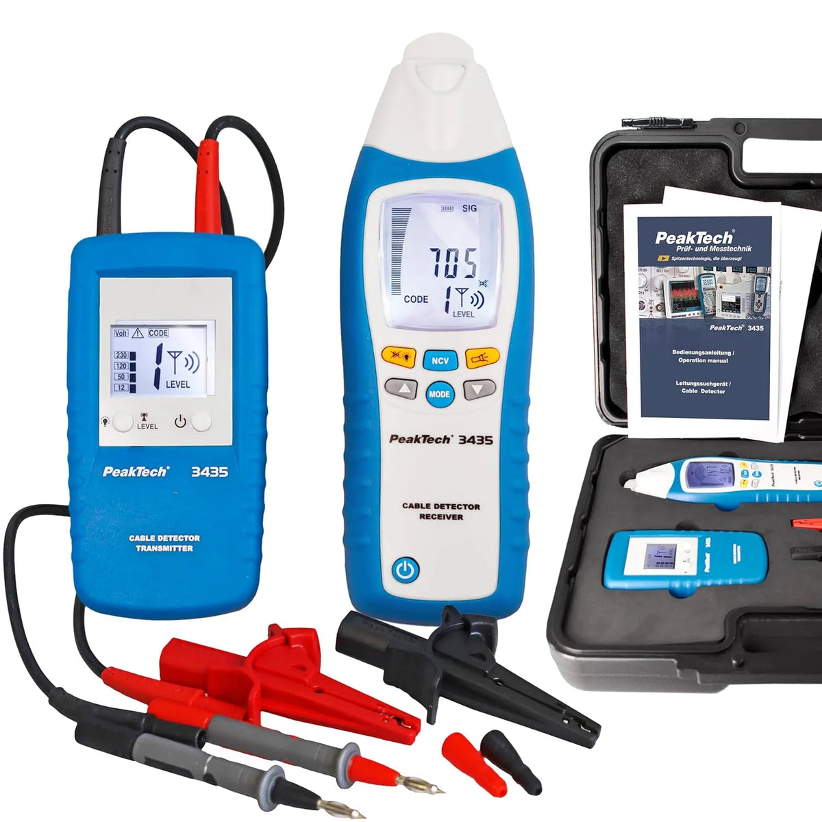 PeakTech P 3435 Leitungssuchgerät mit Sender & Empfänger bis 2m