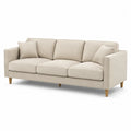 3-Sitzer Sofa Polstercouch Beige rechteckig mit Kissen und Holzbeinen