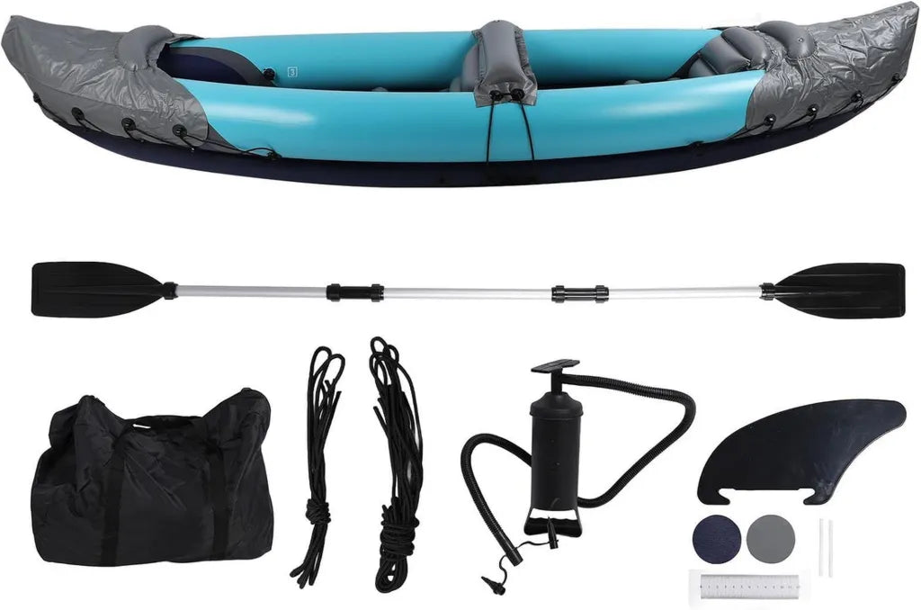 Aufblasbares Faltkajak für 2 Personen, robustes PVC, tragbar für Angeln und Rafting