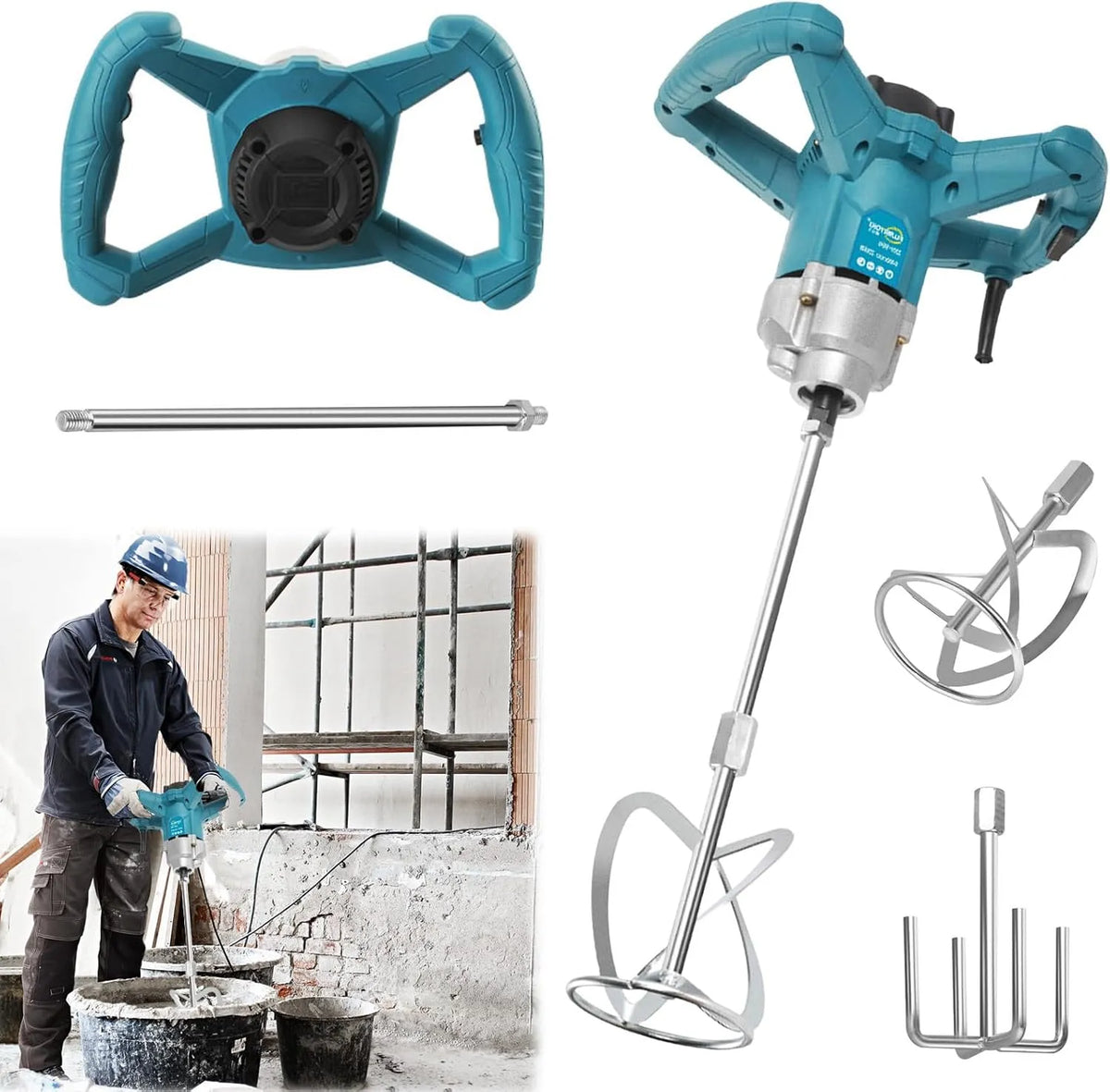 Makita 18V Mörtelrührer, Akku-Betrieb, 3200W, 6 Geschwindigkeiten, für Betonarbeiten