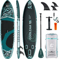 COOLCAA Aufblasbares SUP Board 355cm, Extra Breit 86cm, Stand Up Paddleboard Set mit Zubehör, Angeln & Tragetasche, Belastbar bis 222 kg