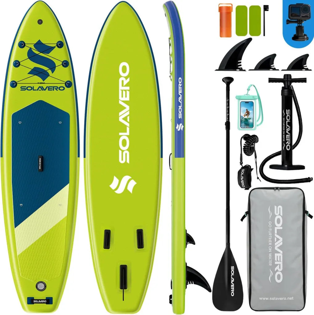 Aufblasbares SUP-Board für Anfänger & Familien, 323x83x15 cm, Komplettset mit rutschfestem EVA-Deck, Belastbar bis 200 kg