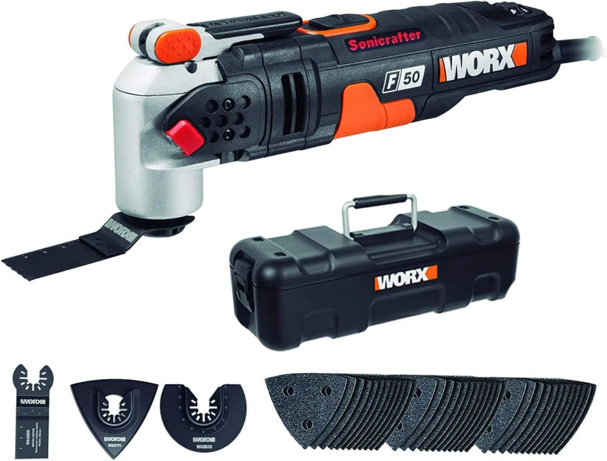 WORX WX681 Sonicrafter F50 Multifunktionswerkzeug zum Trennen, Schleifen und Nacharbeiten an engen Stellen 450w, 35mm