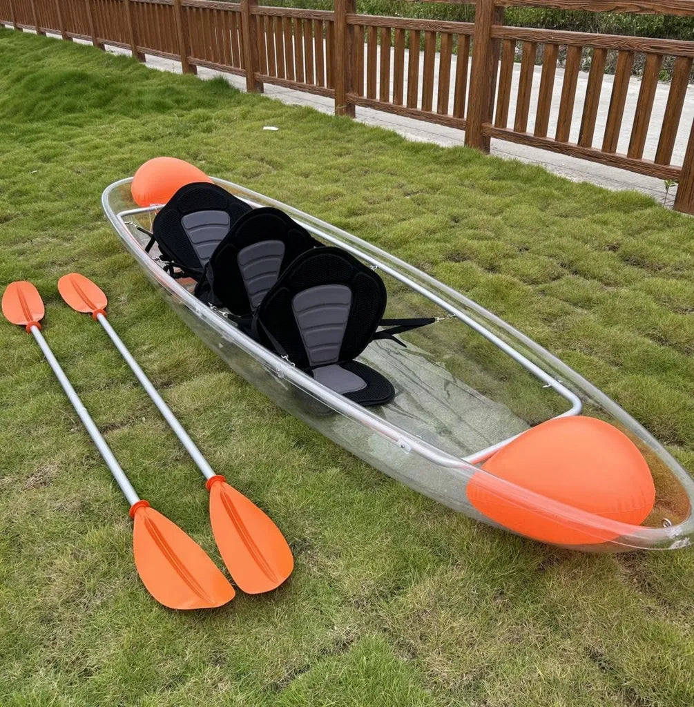 Transparenter 3-Personen-Kajak mit LED-Beleuchtung, 3,4 m
