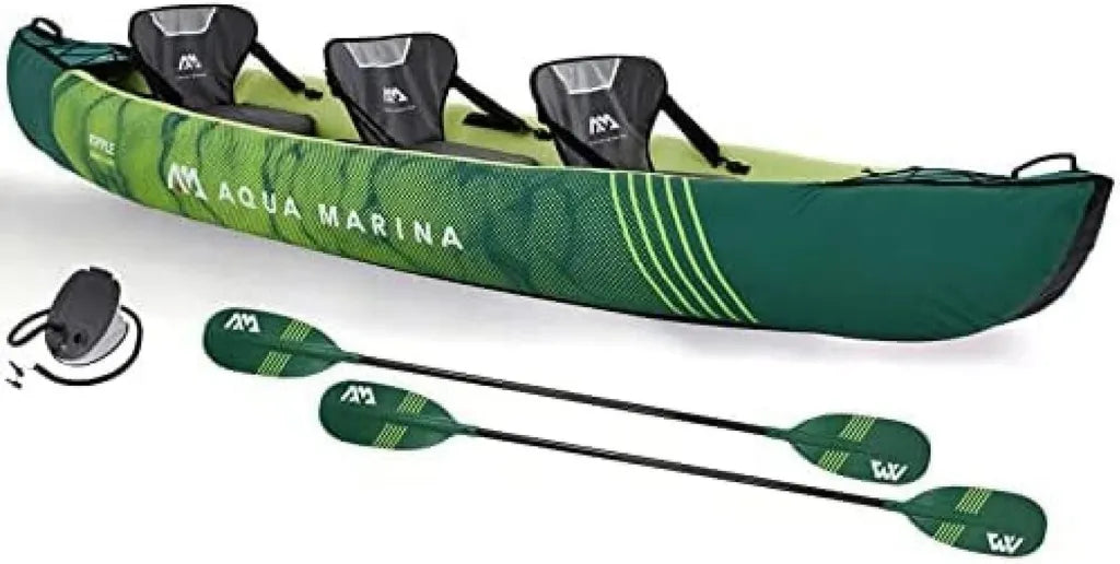Aqua Marina Aufblasbares Kajak 2-3 Personen Set - Ripple 2022 mit Paddel, Pumpe, Rucksack 370x85 cm