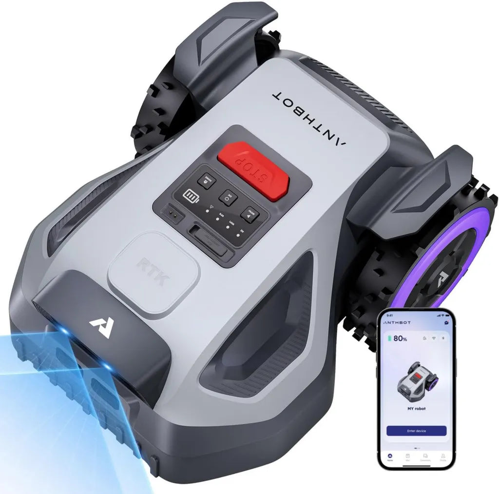 ANTHBOT M9 Rasenmäher-Roboter mit NRTK-Navigation & Dual-Kamera, 1000 m² Abdeckung, App-gesteuerte Schnitthöhe, KI-Hindernisvermeidung, geeignet für 45% Steigungen