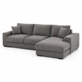 Ecksofa L Form 260 cm x 160 cm x 85 cm Grau Stoff 3 Sitzer mit Chaiselongue Holzrahmen rechteckig