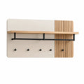 Wandgarderobe Garderobenpaneel mit Ablage Kleiderstange und 5 Haken Holzwerkstoff Beige Eiche Schwarz ca. 100 x 20 x 45 cm