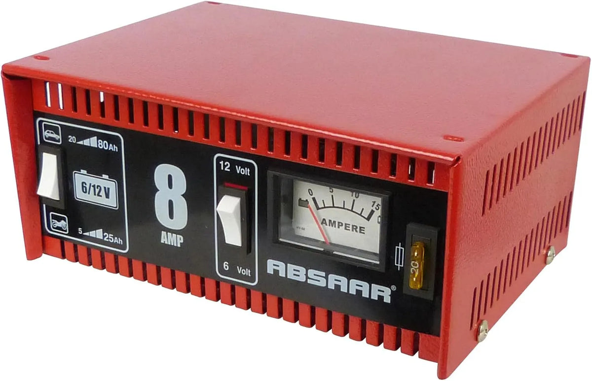 Absaar Batterie Ladegerät 6/12V 8A, Rot/schwarz