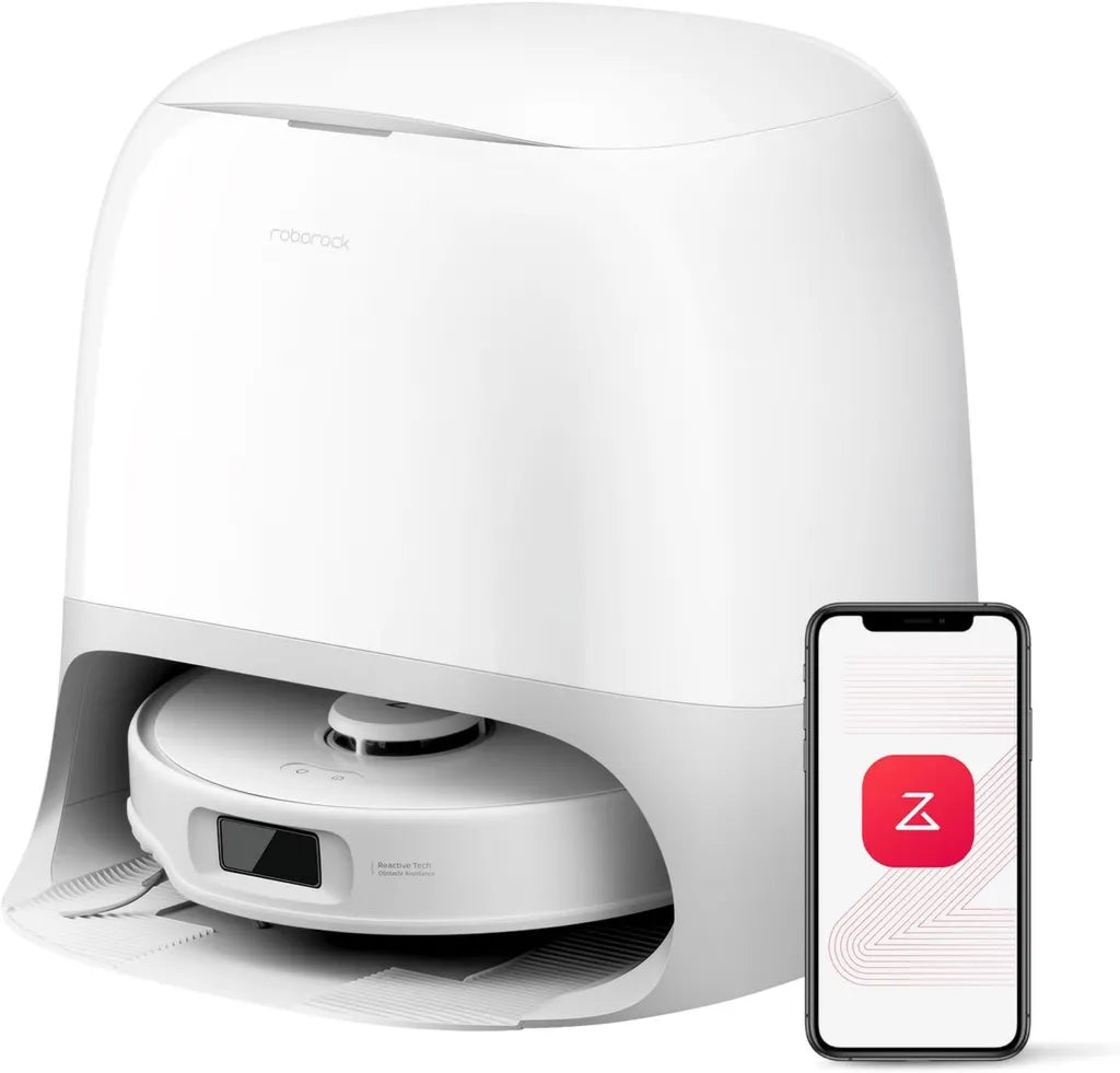 Roborock Qrevo Curv S5X Staubsaugerroboter, 18.500 Pa Saugleistung, Anti-Tangle-System, 75°C Heißwasserreinigung, Smarte Schmutzerkennung, All-in-One-Dockingstation (Weiß) (Generalüberholt)