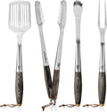 Grillaholics Luxus BBQ-Grillset - Perfektes Geschenk für Vater - 4-teiliges Grillwerkzeug aus Holzbox