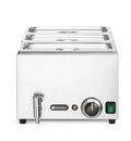 HENDI Bain-Marie mit Ablasshahn, 3 GN 1/3 Behälter, 6 Heizstufen, 30-85°C, Edelstahl, 230V/1000W