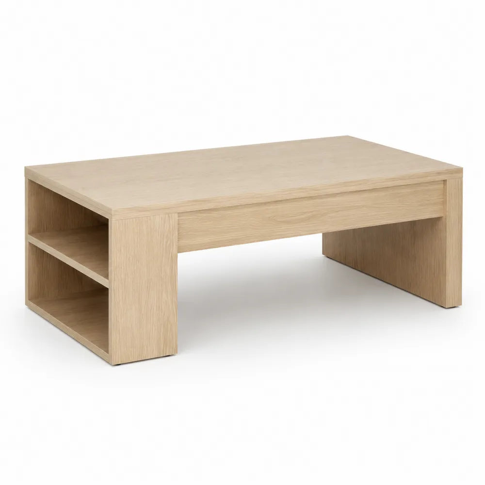Couchtisch 110 x 55 x 40 cm Eichenoptik Naturholz Rechteckig MDF Offenes Fach Links Holzoptik