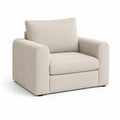 Polstersessel 85 x 80 x 75 cm Cordstoff Beige 1-Sitzer Rundarmlehnen Holzfüße rechteckig
