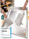 LIKAYA® Edelstahl Grillplatte 30x40cm mit FSC-Holzspachtel