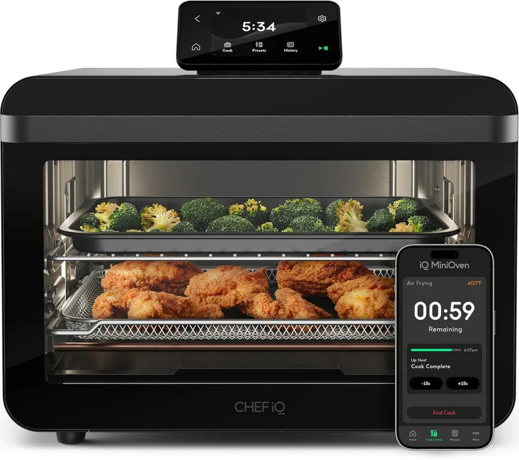Intelligenter Mini-Ofen mit 11 Funktionen, 1750W, 25 Liter Kapazität, inkl. Heißluftfritteuse und Grill