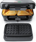 Arendo 3in1 Waffel-, Kontaktgrill- und Sandwichmaker mit abnehmbaren Platten und Antihaftbeschichtung, BPA-frei, Temperaturregelung