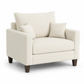 Polstersessel 80 cm x 85 cm x 85 cm Beige Stoff Armlehnsessel Holzrahmen Holzbeine rechteckig