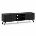 TV Lowboard 180 cm x 40 cm x 50 cm Schwarz Gold MDF Spanplatte Rechteckig mit 2 Türen offenen Fächern