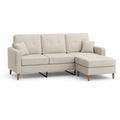 Ecksofa mit Ottomane rechts 230 x 150 x 85 cm Stoff Beige Holzfüße rechteckige Form