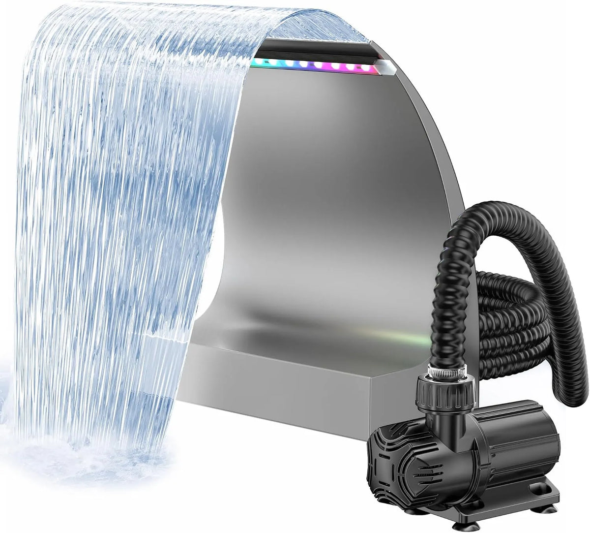 POPOSOAP Teich-Wasserfall-Überlauf-Set 6000 l/h für Gartenteiche, Pools