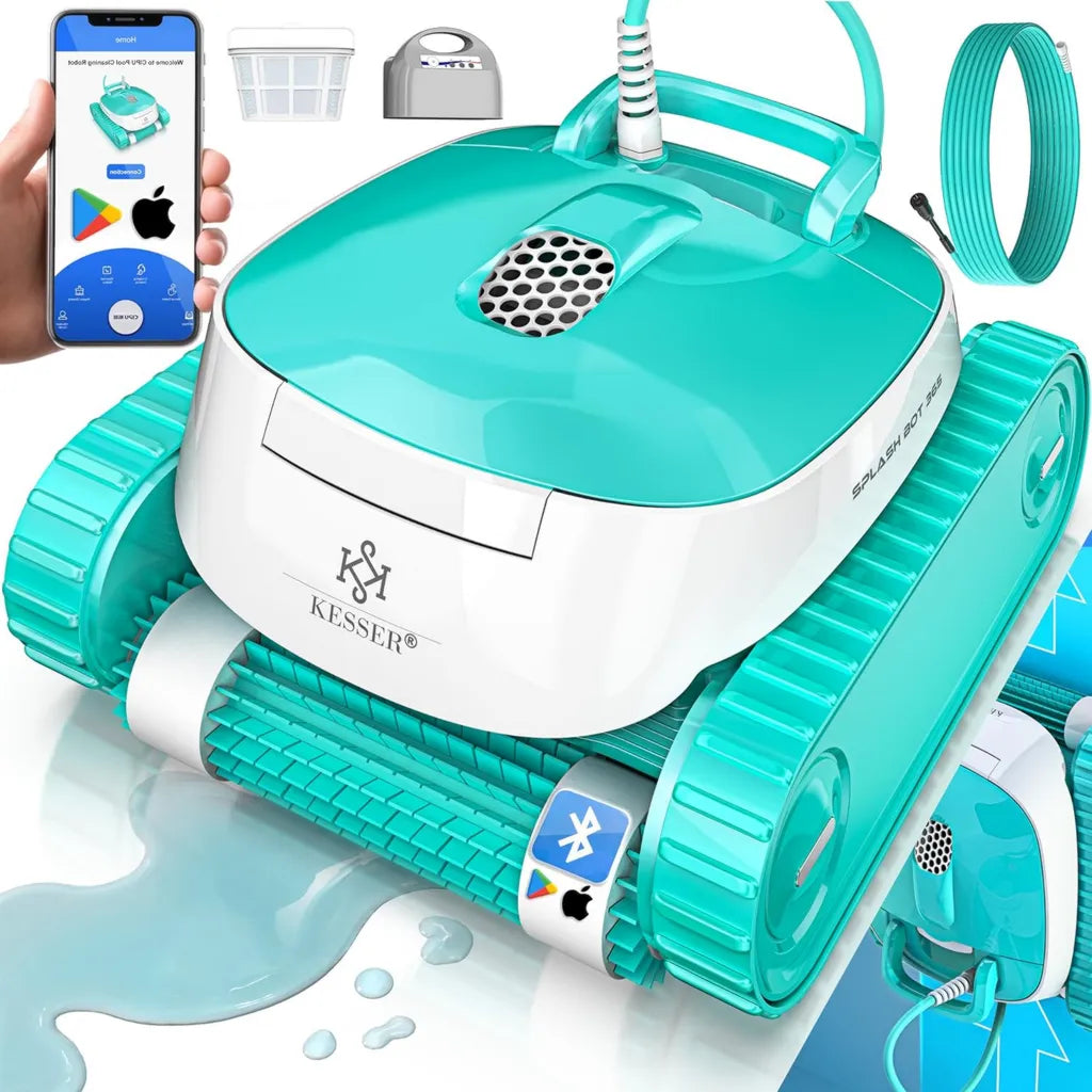 Automatischer KESSER® Poolroboter für Boden- und Wandreinigung bis 100m² mit App-Steuerung