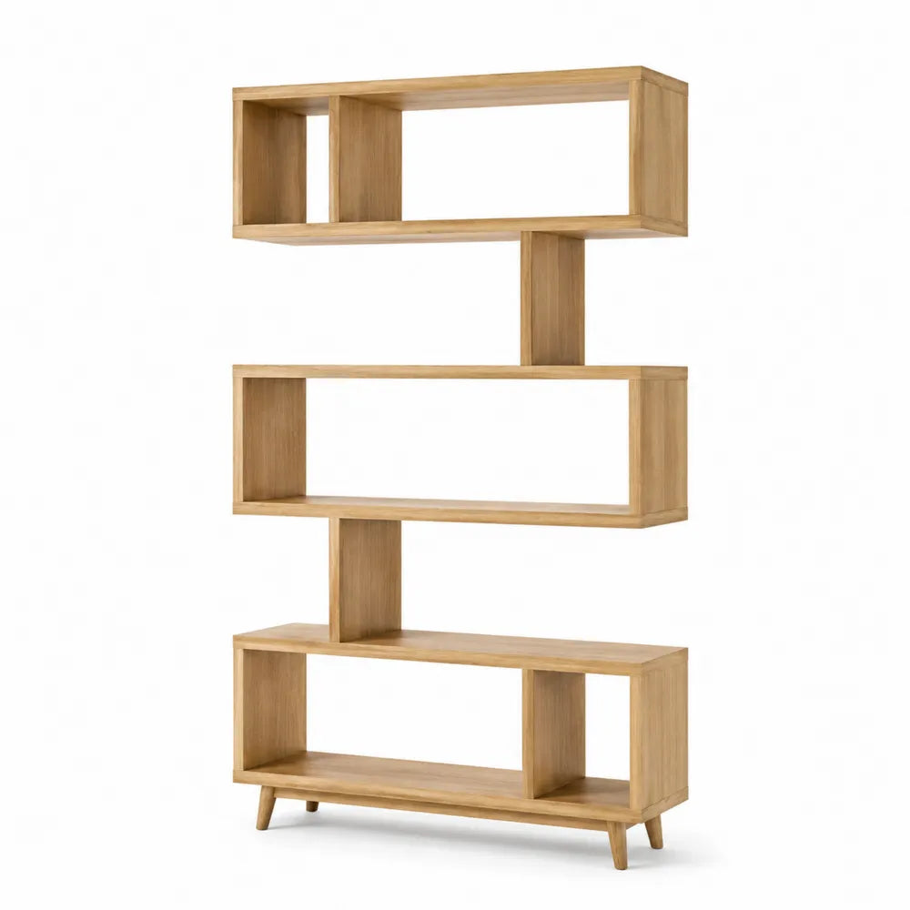 Standregal 100 x 30 x 180 cm Naturholz Rechteckig MDF Holzoptik Offene Fächer Freistehend