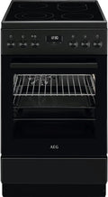 AEG CCB54492BB Standherd mit Backofen, 50cm, Grill, 1 Paar Teleskopschienen, AEG Standherd mit Glaskeramik-Kochfeld, Display mit Uhr, Mattschwarz