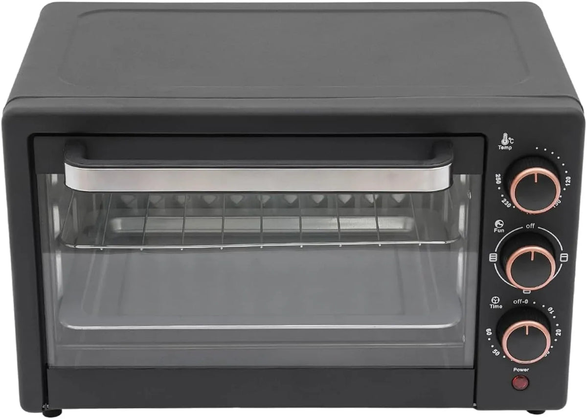 Backofen, 22 L, 1000 W, Timer, 2 Temperaturzonen, einstellbare Temperatur bis 250 °C, Klapptür, kompakt für Familienküche