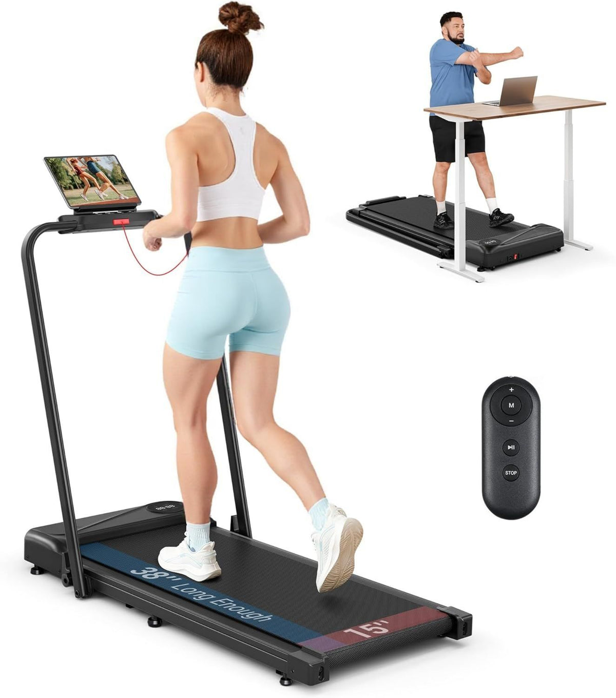 Walking Pad - einstellbare Steigung, klappbar, leiser Betrieb, für zuhause, 10 km/h, THERUN