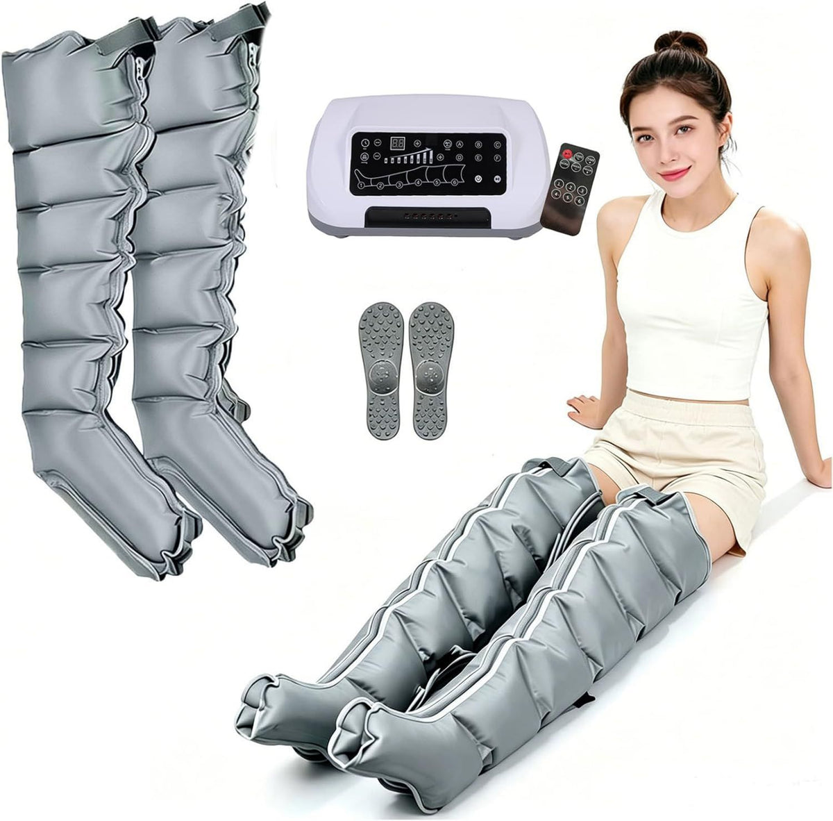 Kompressionsstiefel - mit Fernbedienung, 240mmHg, 6 Kammern, 6 Modi