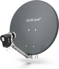 Satellitenreceiver 60cm, 65cm, 3D-Optik, DVB-S2, 4K UHD, DUR-line 2 Teilnehmer Set, Select Spiegel, Schüssel Anthrazit + Twin LNB, Neuste Technik