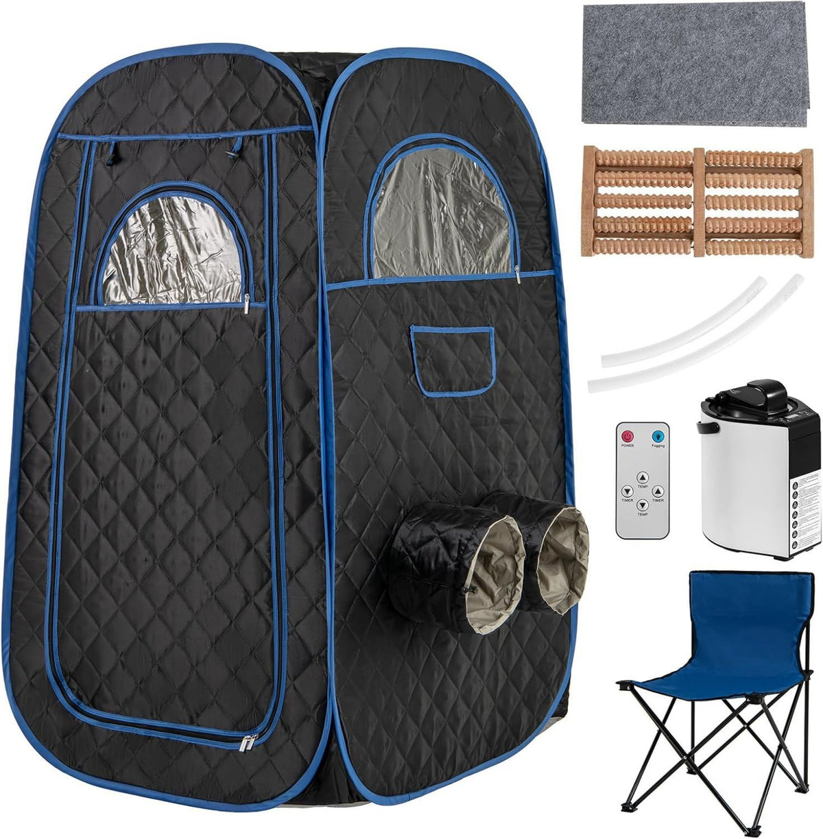 COSTWAY Tragbare Dampfsauna - mit Dampfgenerator, mit Fernbedienung, mit Timer, 89 x 89 x 149 cm, schwarz