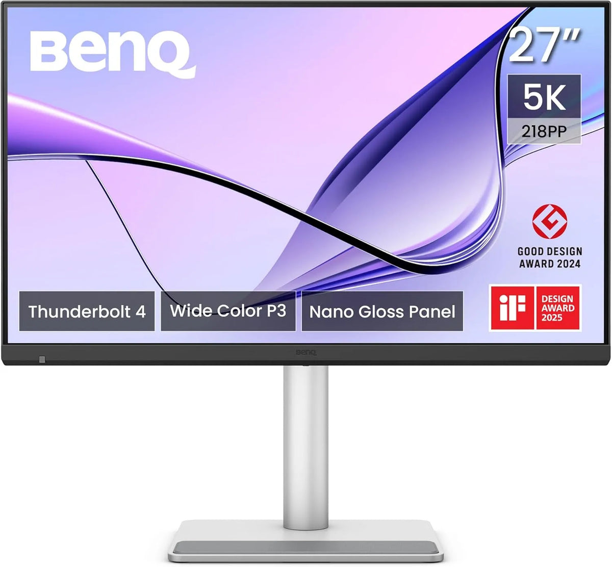 Monitor, 27 Zoll, 5120 × 2880, BenQ MA270S 96W/15W, P3-Farbraum, Thunderbolt 4, KVM, Nano-Gloss-Panel, Mac-Farbabstimmung, Daisy Chain, Helligkeits
