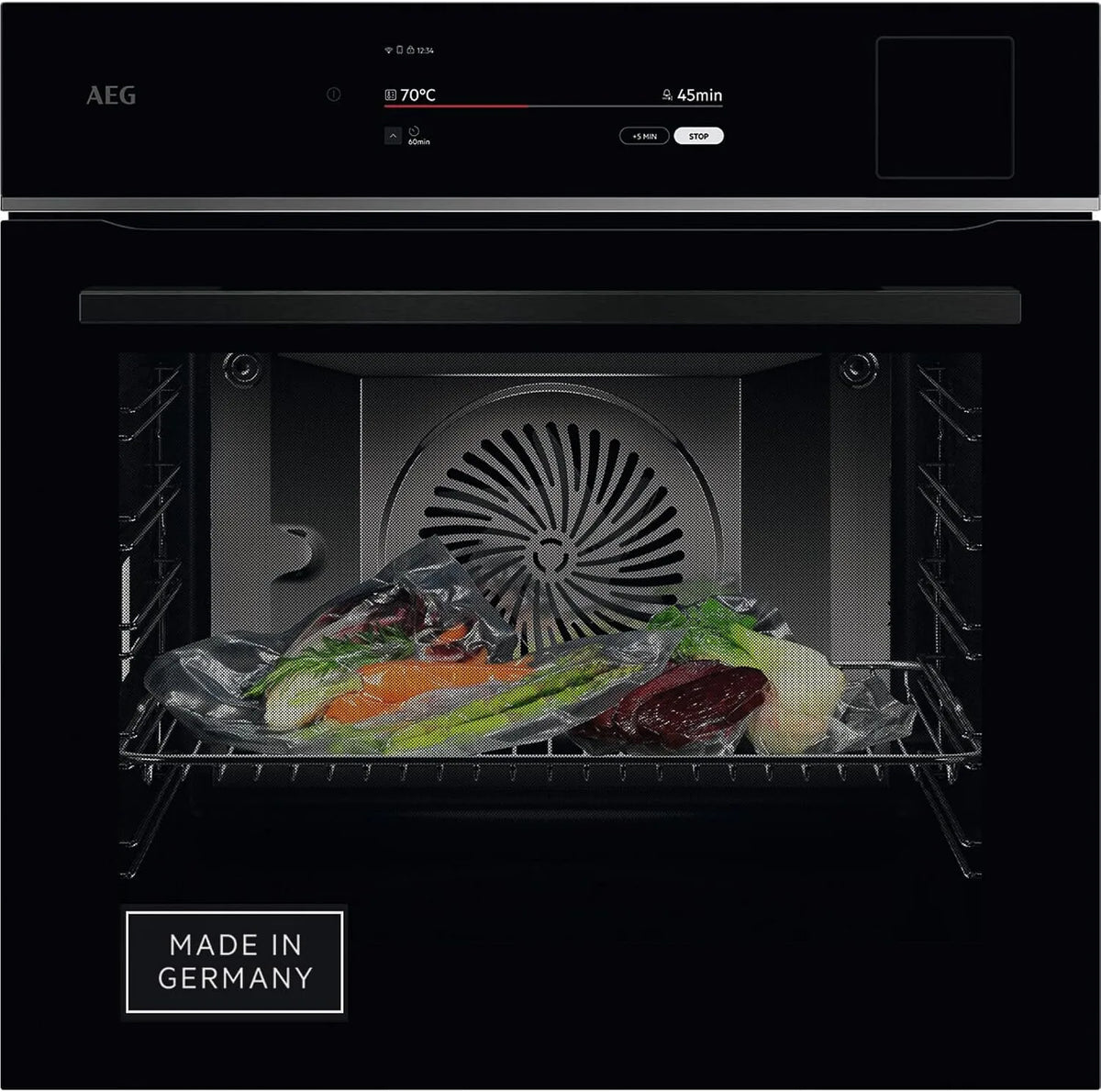 AEG Serie 9 TP9SB82WAB Backofen, Einbau, Touch-Bedienung, WLAN, Dampf, Touch-Swipe-Display xL, App-Rezepte, mit Schritt für Schritt assistiertem