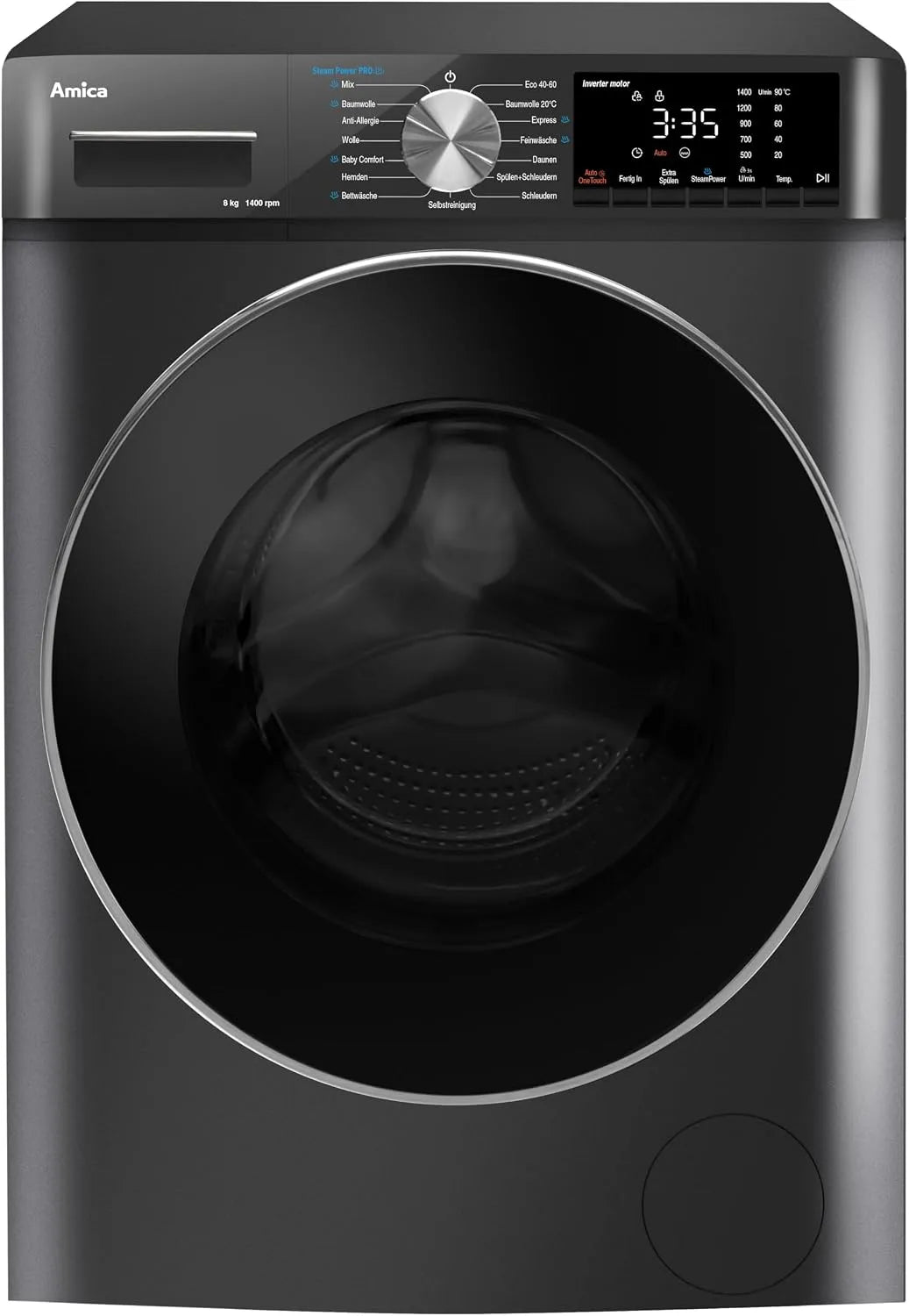 Amica Waschmaschine, 8 kg, aquaStop, Grau, Amica Waschmaschine 8 kg Frontlader BLDC Motor AquaStop Grau WA 484 085 G