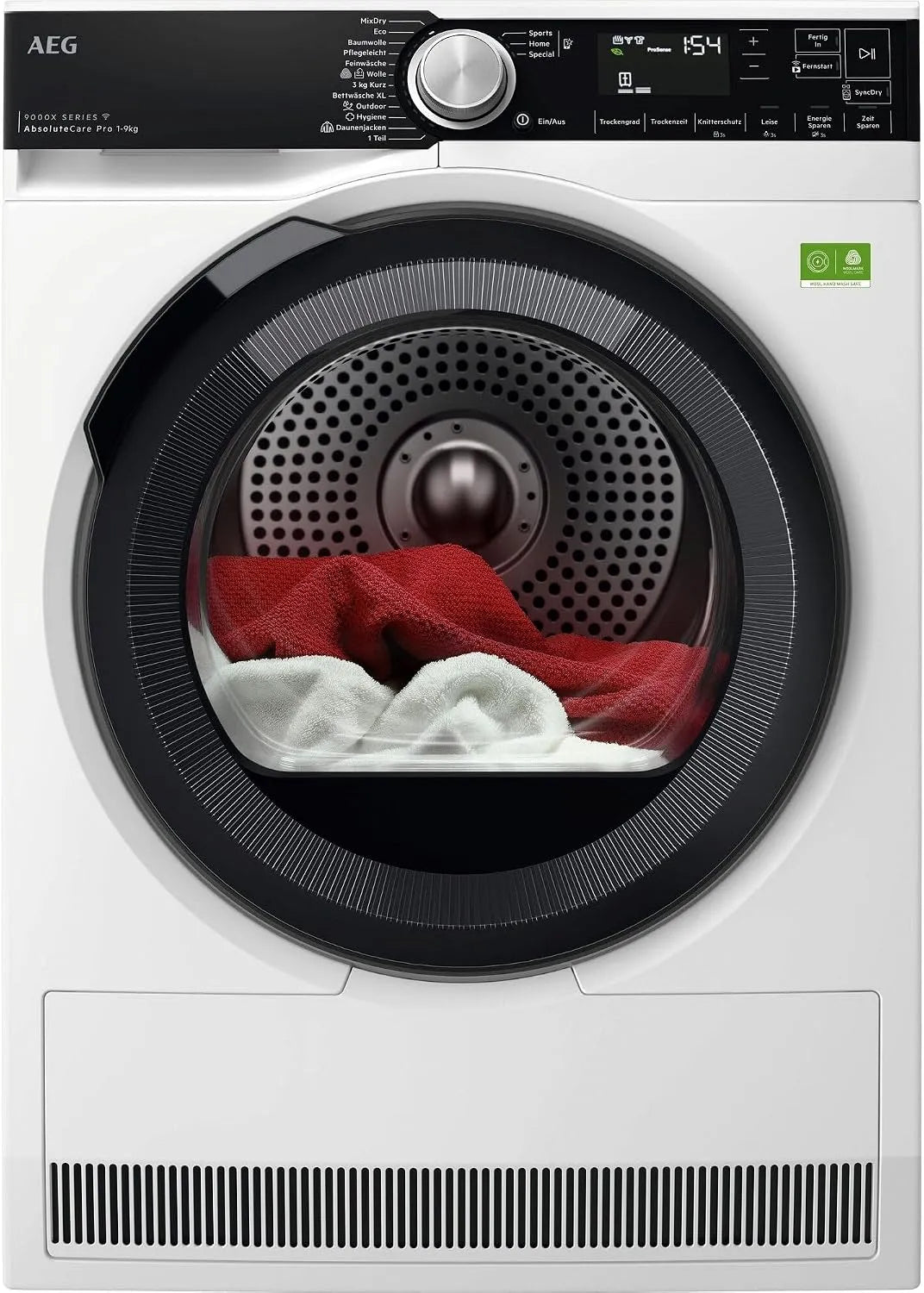 AEG Serie 9000 9000x Wäschetrockner, 9 kg, WLAN, 3D-Optik, Knitterschutz -Weniger Bügelaufwand TR9xW80890, 3D-Scan Restfeuchteermittlung, AEG WiFi