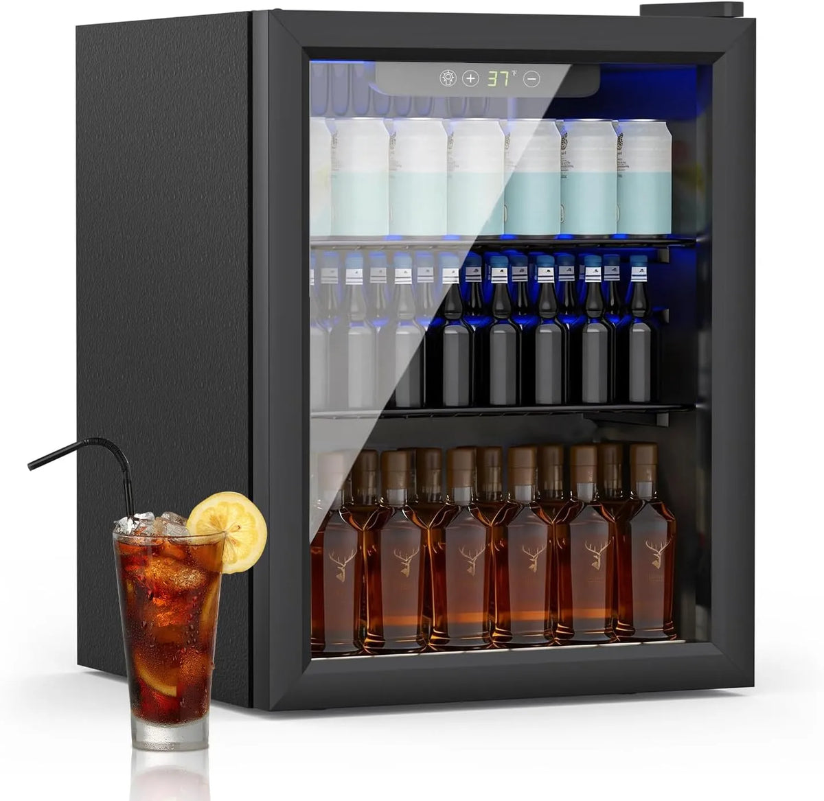Kühlschrank, 50 L, Kompakter 50L/70, tragbar, Digitalanzeige, herausnehmbar, 50L/70 Dosen, für Softdrinks, Bier oder Wein