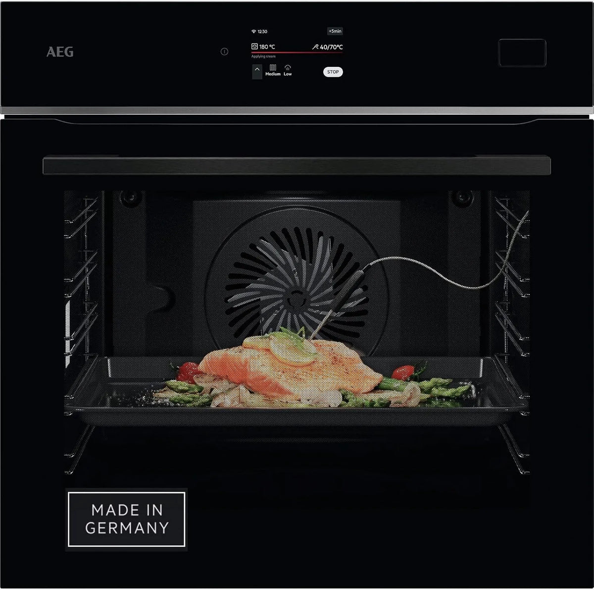 AEG Serie 8 TB8SB72WAB Backofen, Einbau, Touch-Bedienung, WLAN, Dampf, App-Rezepte, Serie 8 Touch-Swipe-Display mit Schritt für Schritt assistiertem