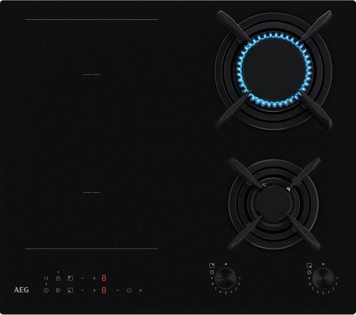 AEG Serie 8000 HF704163NB Kochfeld, 590 x 520 mm, Gusseisen, Schwarz, 60 cm Brückenfunktion, AEG Serie 8000 Gemischtes Kochfeld Gas & Induktion 4