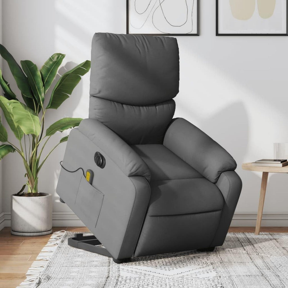 Massagesessel: mit Armlehnen, mit Liegefunktion, grau