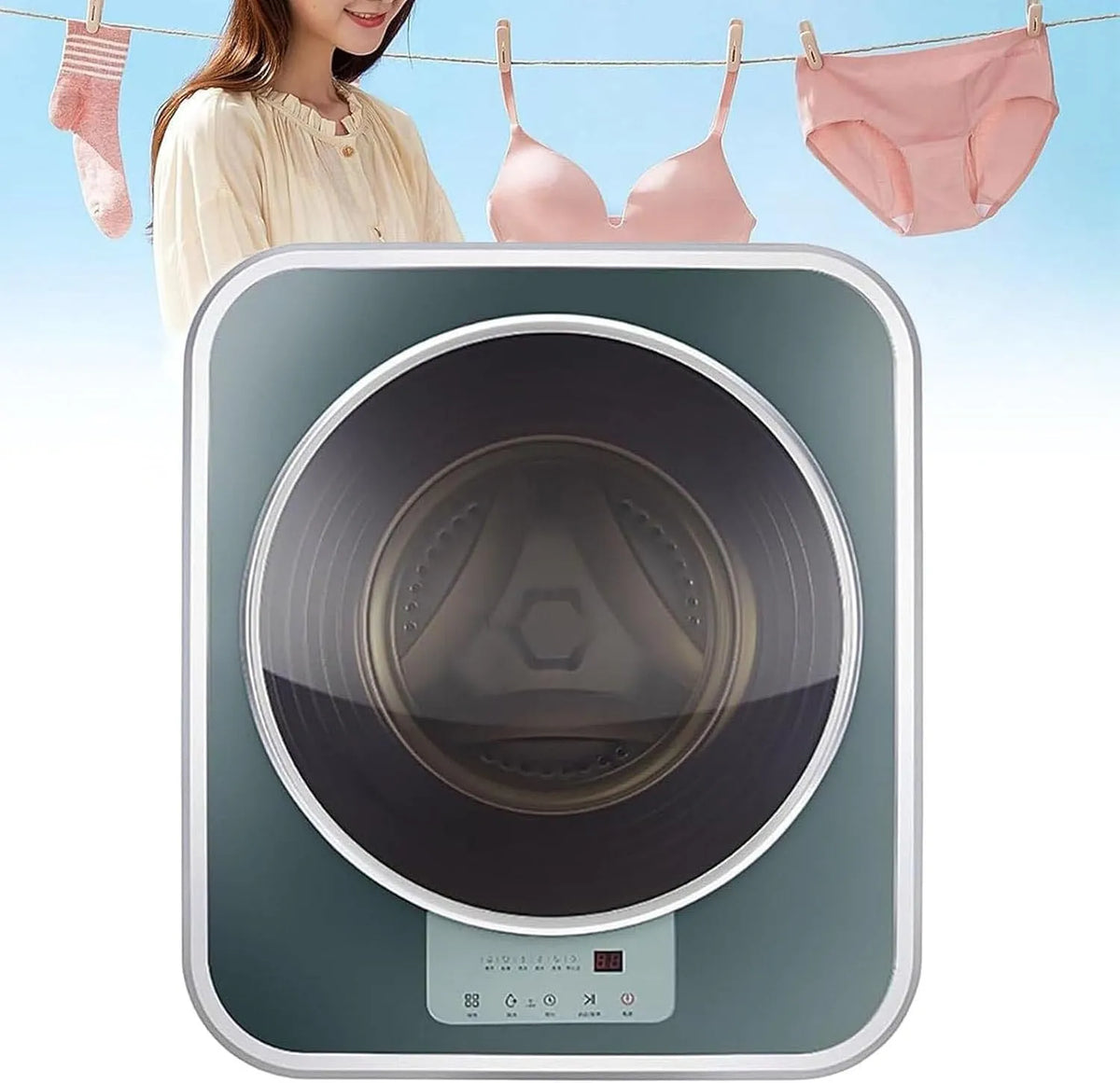 Waschmaschine, 3 kg, Grün, Für Badezimmer, Apartment, Hotel, Zuhause, Green, 8 Modi Mini Kleine Wandmontierte Washing Machine 3Kg Trommel Unterwäsche