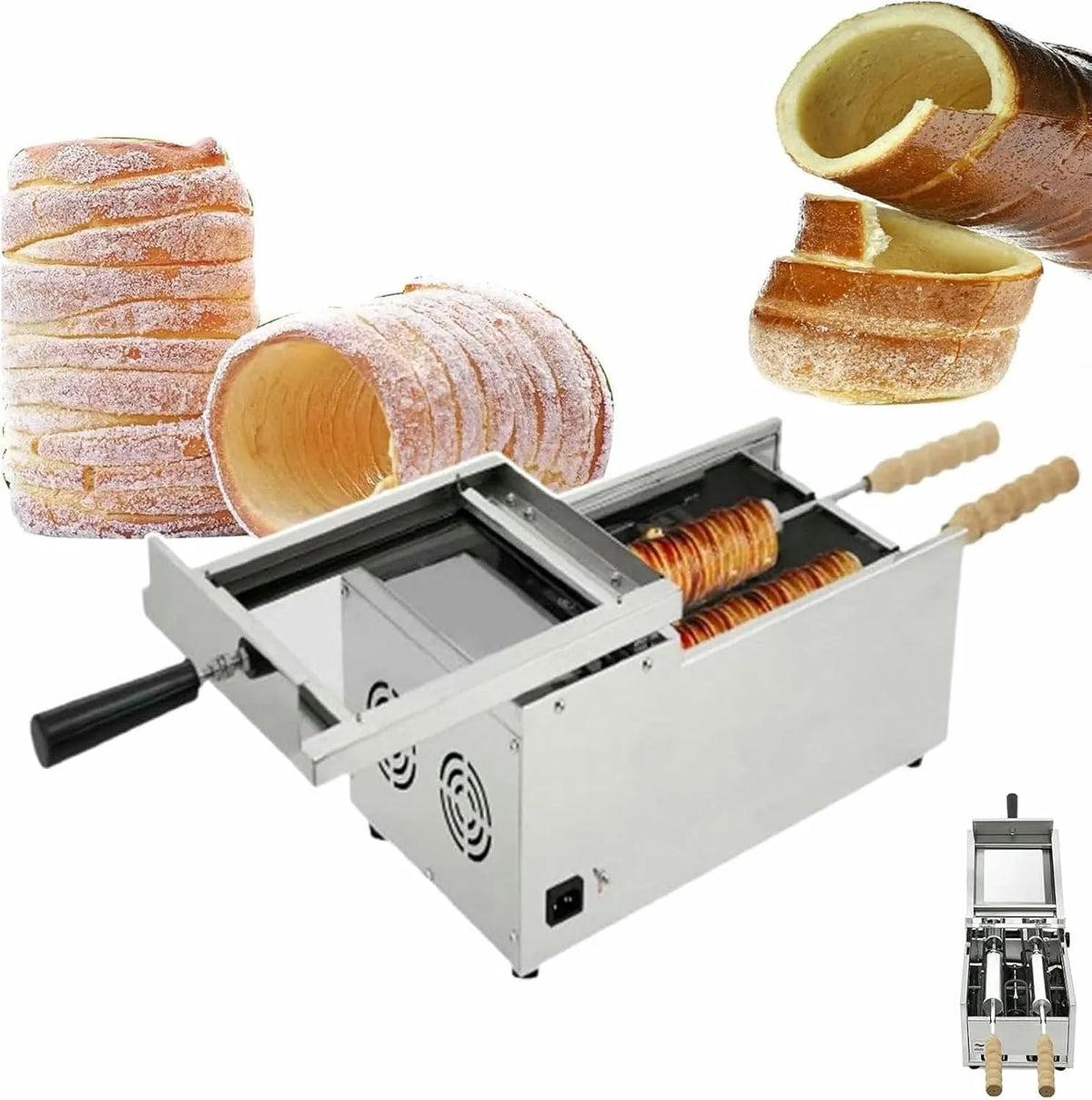 Backofen, 1500 W, 1500W Elektrischer Kaminkuchen-Brötchen-Maker, Gewerblicher Kaminkuchenofen, Ungarischer Kaminkuchen